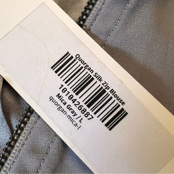 NEW ELAINE KIM Grey Quorgan Silk Zip Blouse Long Sleeve Size Large NWT - Picture 6 of 9